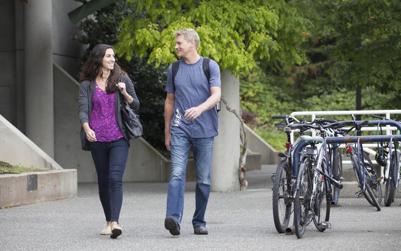 Students walking at VIU campus